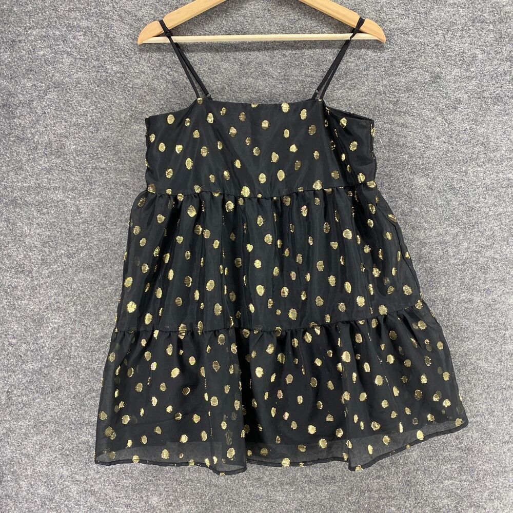 Forever 21 Top Women S Small Black Polka Dot Embroidered Lined Sleeveless Casual